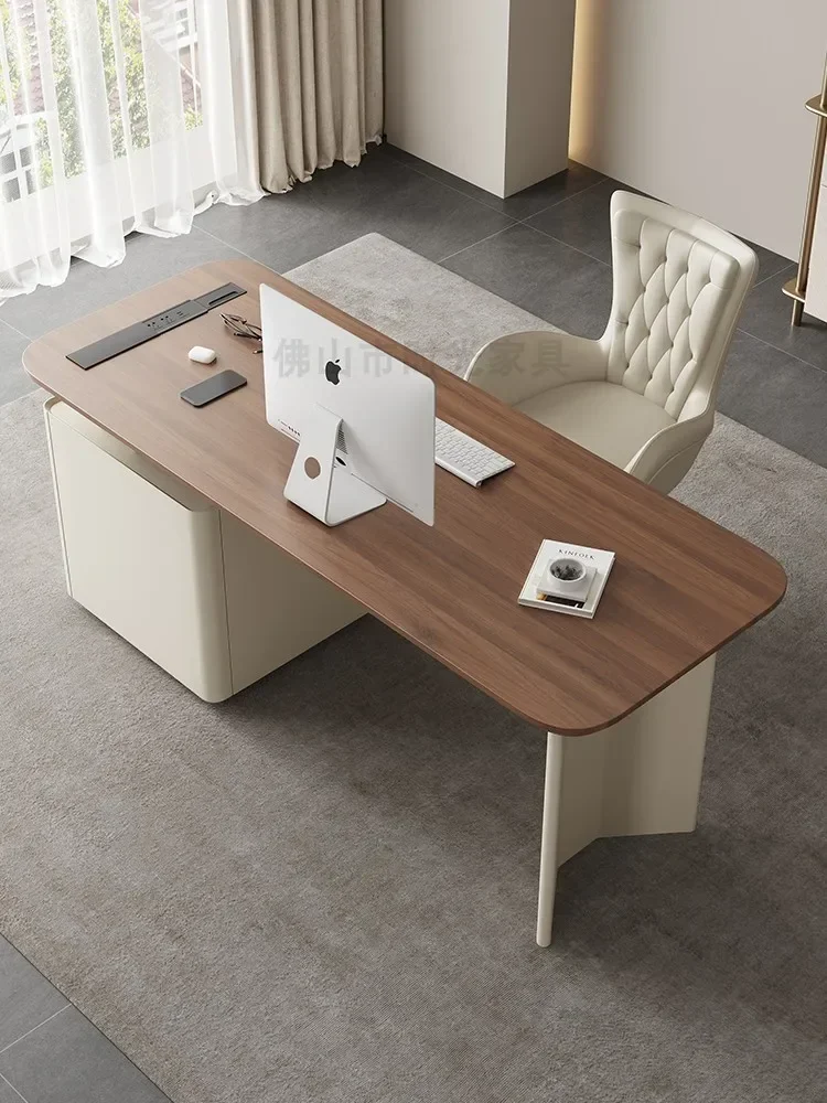 Cream Style Study Desk Mid-Ancient Office Computer Desk Home Writing Desk French Style