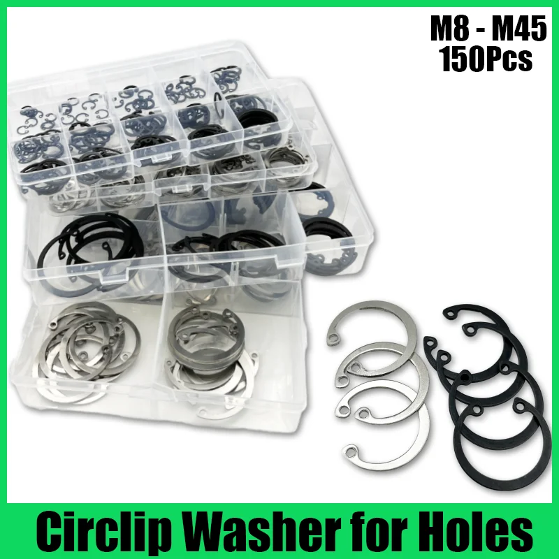 

M8-M45 C type internal Circlip Retaining Rings for Hole A2 304 Stainless Steel Black Carbon Steel Circlip Snap Rings DIN472