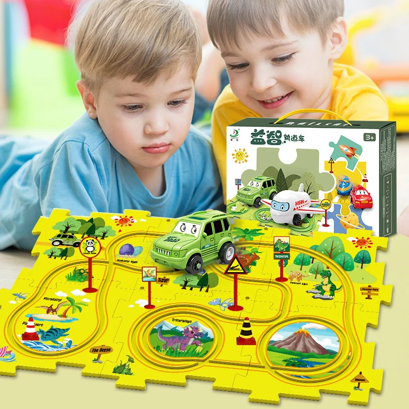 25 pezzi per bambini puzzle educativo vagone ferroviario elettrico assemblaggio fai da te giocattolo taxi treno pista auto giochi da tavolo logici puzzle giocattoli regali