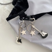 1/2pcs Mini Creative Guitar Keychain Rhinestone Pendant for Handbag Phone Case Car Accessorie Gift for Women Men Vintage Jewelry