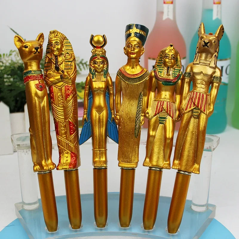 3 Pcs/Set Egyptian Characters Pharaohs Blue Ink Ballpoint Pen School Office Writing Supplies Gift Stationery