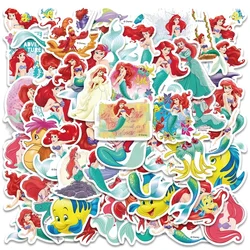 50pcs Disney Anime The Little Mermaid Stickers Cute Ariel Princess Catoon Sticker Phone Luggage Stationery Graffiti Decals