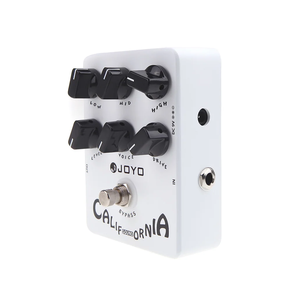 

Joyo JF-15 California Sound Distortion Guitar Effect Pedal White Aluminum Alloy True Bypass 12*9.6*5.7cm 395g with 6 Knobs 1MΩ