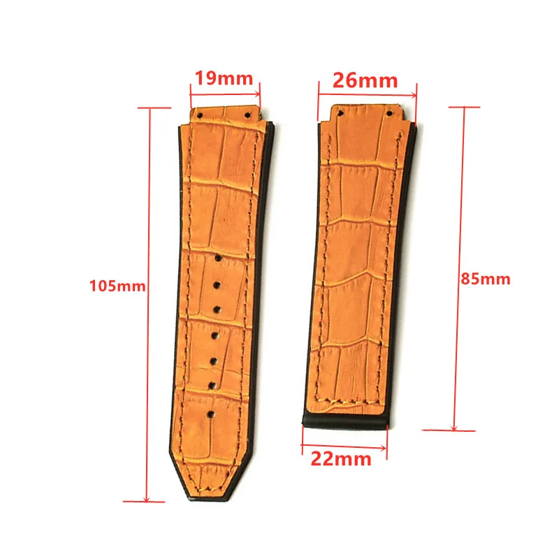 19-26mm Genuine leather+silicone watch strap Stainless steel Folding buckle bracelet Dedicated watchband for HUBLOT BIG BANG