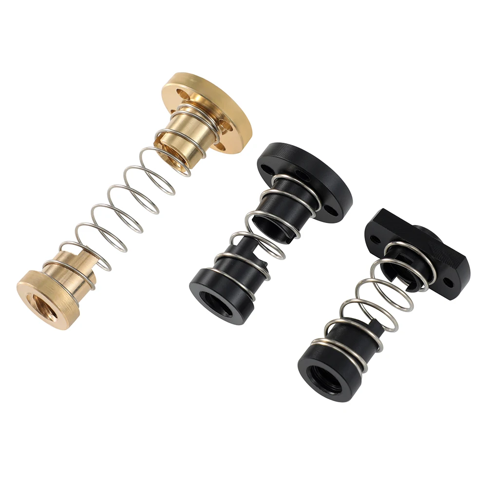 T8 สกรูตะกั่ว Anti-backlash Nut ทองเหลือง/POM ฤดูใบไม้ผลิ Nut กําจัด Gap ตะกั่ว 1 มม./2 มม./4 มม./8 มม. สําหรับ CNC 3D ชิ้นส่วนเครื่องพิมพ์ Ender 3 CR10