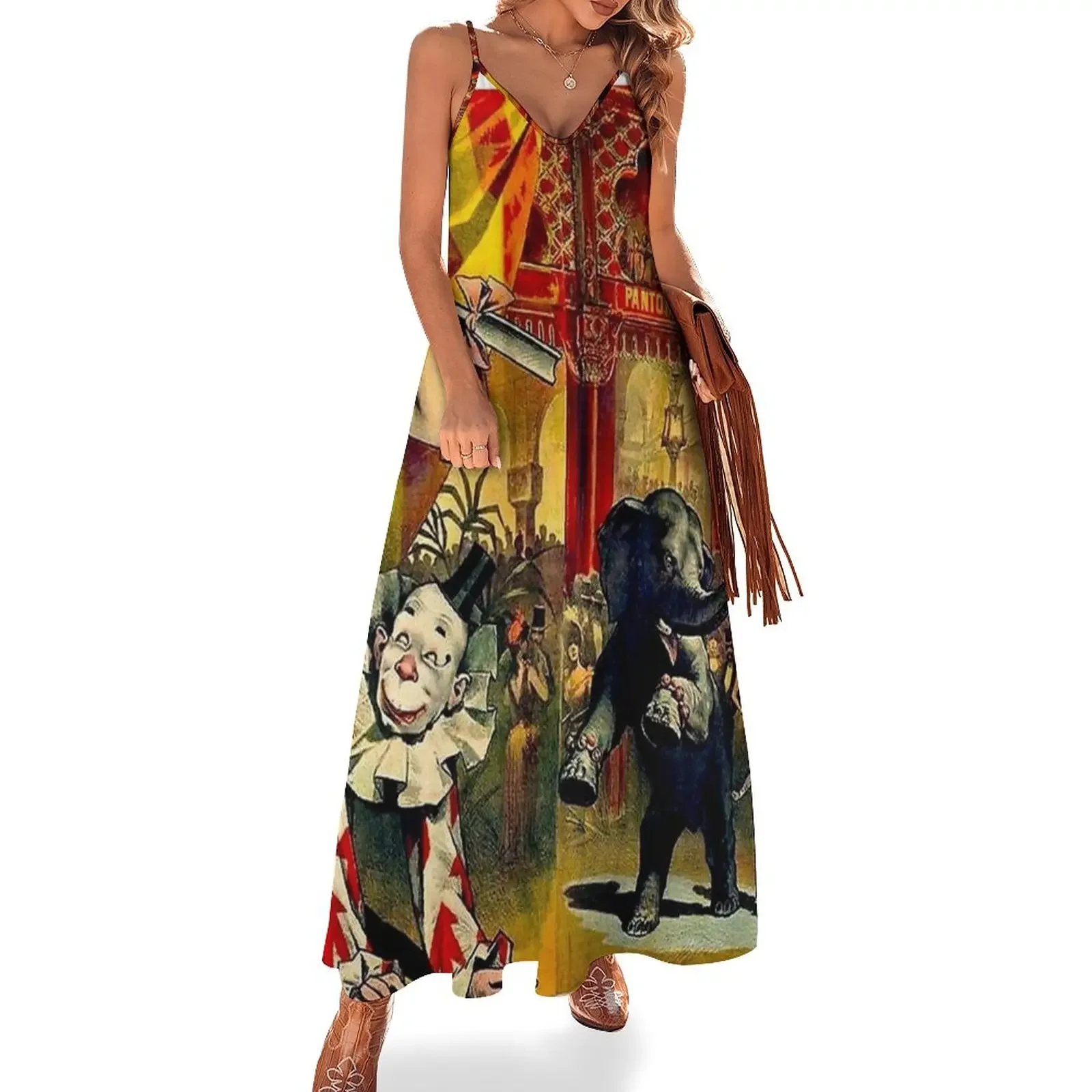 

CIRCUSVintage 1890 Circus Advertising Print Sleeveless Dress dress for women summer women's fashion dresses