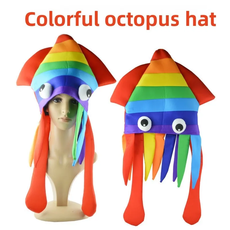

1pcs Halloween Funny Animal Hats Colorful Polyester Felt Octopus/Duck/Mushroom Costume Headcovers for Party Photo Props