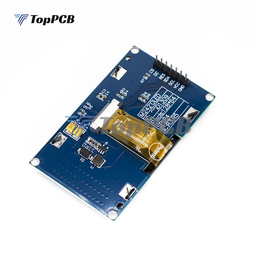 2.42 Inch White OLED LCD Display Screen Module 128*64 SPI IIC Serial Control SSD1309 Driver Board 3.3-5V 7 Pin