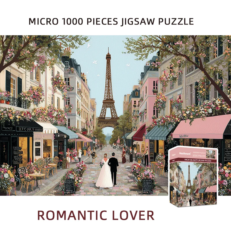 Premium 1000-Piece Mini Puzzle: Romantic Paris Eiffel Tower with Storage Box | Exquisite Collectible for Adults