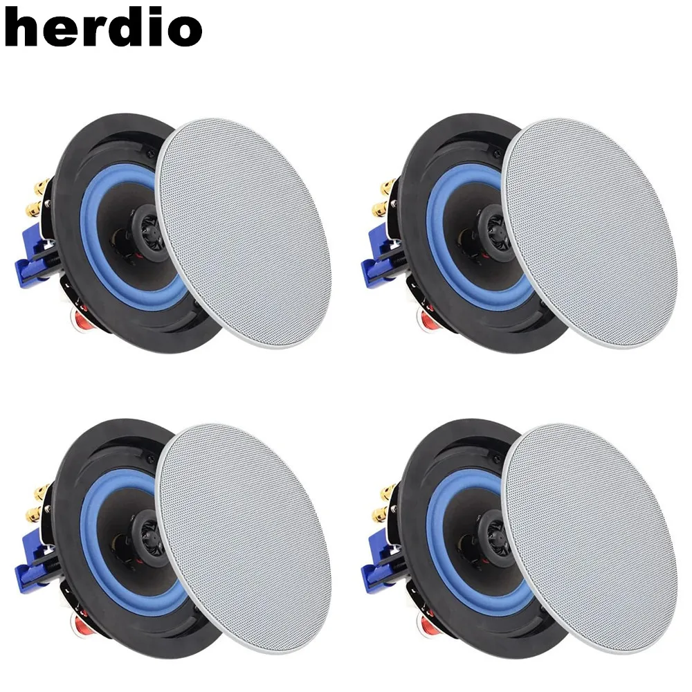 

Herdio 4 Inch 320 Watts 2-Way Bluetooth Ceiling Speakers Package Perfect For Home Theater System Living Room Office 4 Speakers