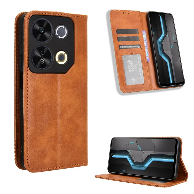 For Itel P65 4G P671L Case Luxury Flip PU Leather Vintage Wallet Magnetic Adsorption Cover For itel P65 4G P671L Phone Bags