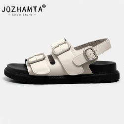 JOZHAMTA taglia 35-40 sandali donna Open Toe Slingback fibbia cinturino scarpe in vera pelle Casual Outdoor estate scarpe femminili