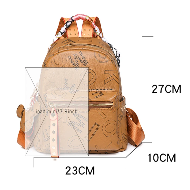 Women High Quality Pu Leather Backpack Designers Brand Multifunction School Bag for Teenage Girls Large Capacity Travel Backpack