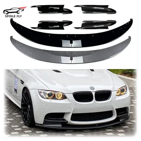 4 PCS 2006 ~ 2013 BMW 3 시리즈 M3 E90 E91 E92 E93 앞 범퍼 립 스플리터 디퓨저 스포일러 ABS 글로스 블랙 바디 키트