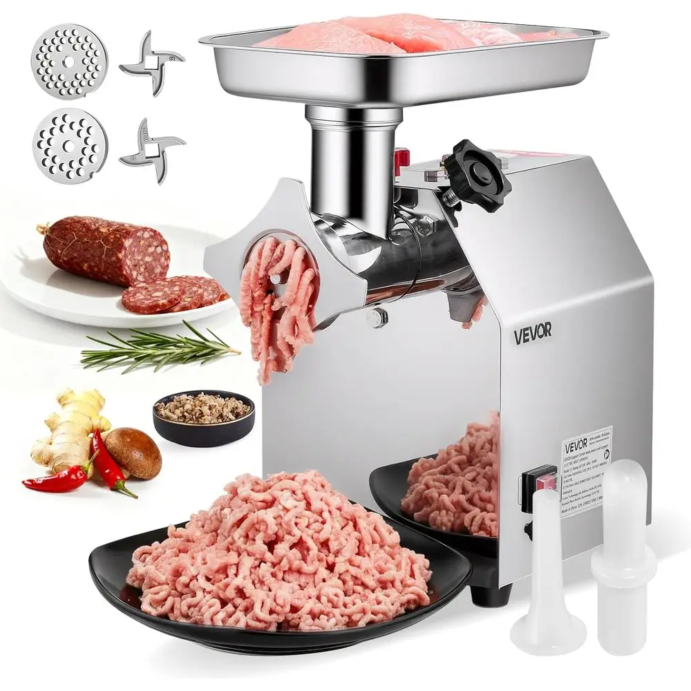 

Industrial-Grade Meat Grinder, 7 lbs/min Capacity, #12 Stainless Steel Blades, 2 Grinding Plates, 850W Power for Sausage Making