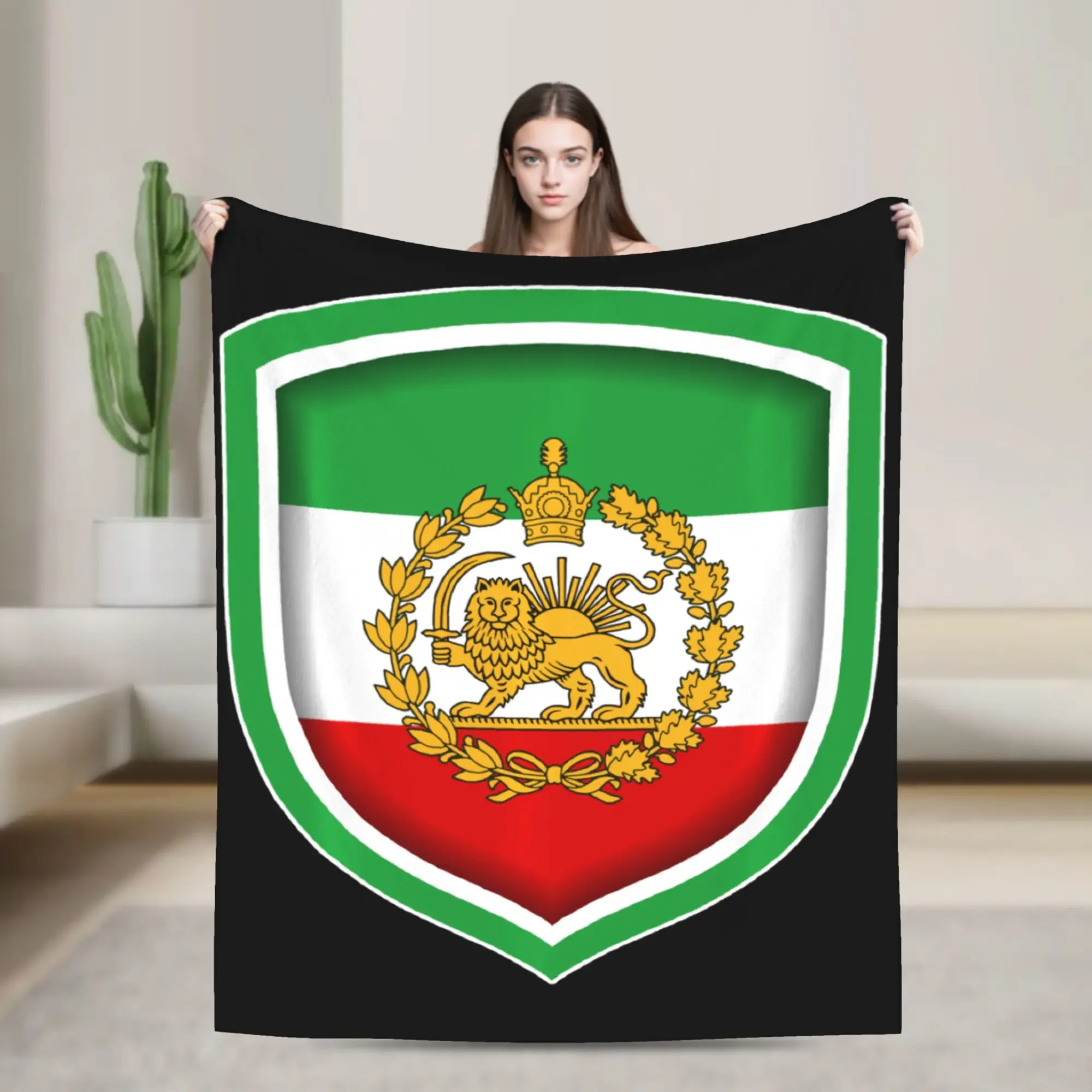 Customization Customization Custom Iran Lion Sun Flag Persian Iran Flag Blanket Quality Warm Comfy Throw Blanket Autumn Travel O