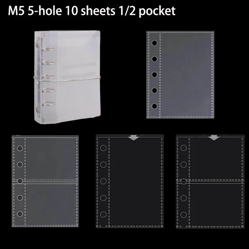 

10pcs M5 Loose-leaf Card Holder Insert Pockets Small Card Album Storage Pockets Double-sided Loose-leaf Replacement Top Loading