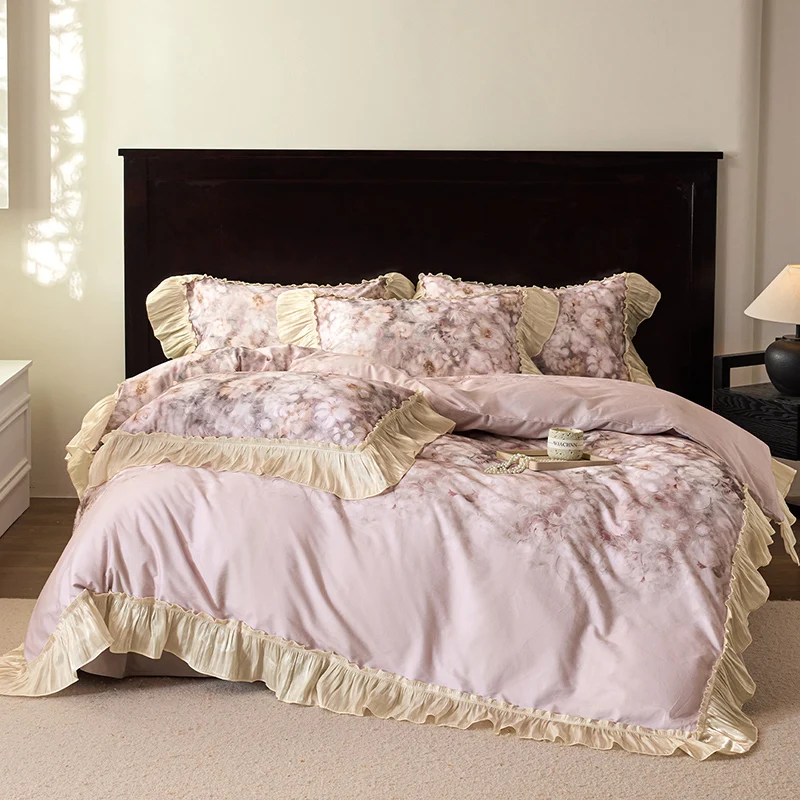 

Princess Lace Digital Printing Thicke Sanding Cotton Bedding Set, Duvet Cover, Linen Fitted Sheet, Pillowcases, Home Textile