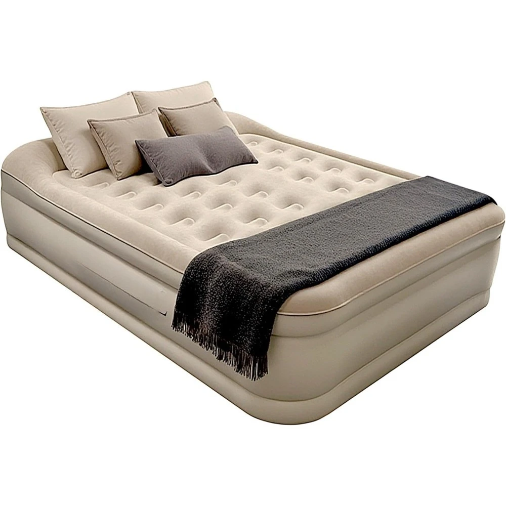 

Luxury Built-in Pillow Top Queen Air Mattress with Built-in High-Speed Pump Best, 20" Queen Size Double High Airbed