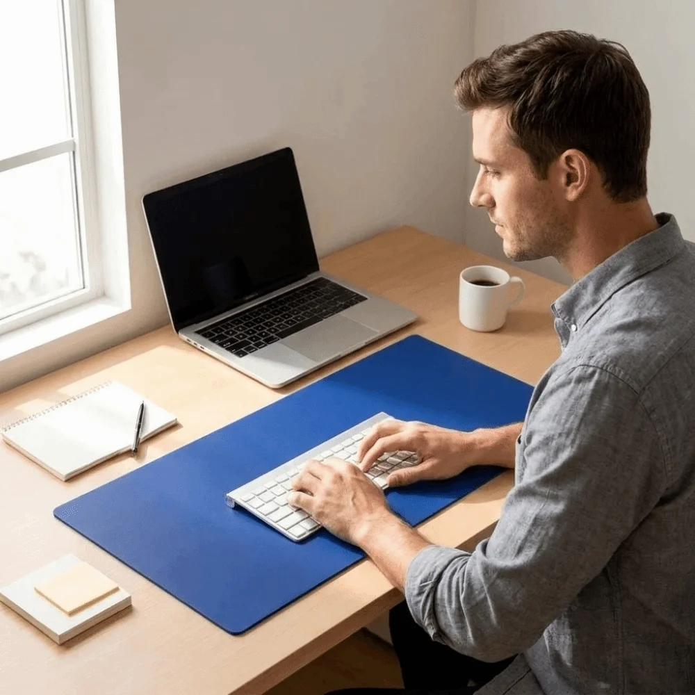 Erasable Double-Sided Desk Mat Reusable Double Sided Writing Desk Pad Portable PU Leather Drawing Table Mat Office