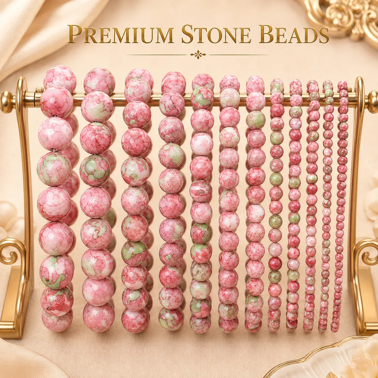 4-12mm 16pcs Stone Half Strand Rainweed Stone Powder Green Spacer Loose Beads For Jewelry Making DIY Bracelets Necklace Accessor