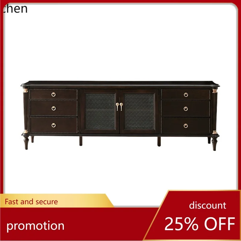 

HT light luxury solid wood coffee table TV cabinet combination living room high-end household square tea table small apartment