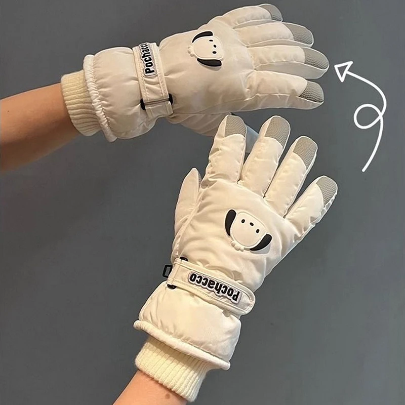 1Pair Kawaii Sanrio Cartoon Children Gloves Cute Anime Kuromi Melody Autumn Winter Padded Warm Ski Gloves Girls Christmas Gift