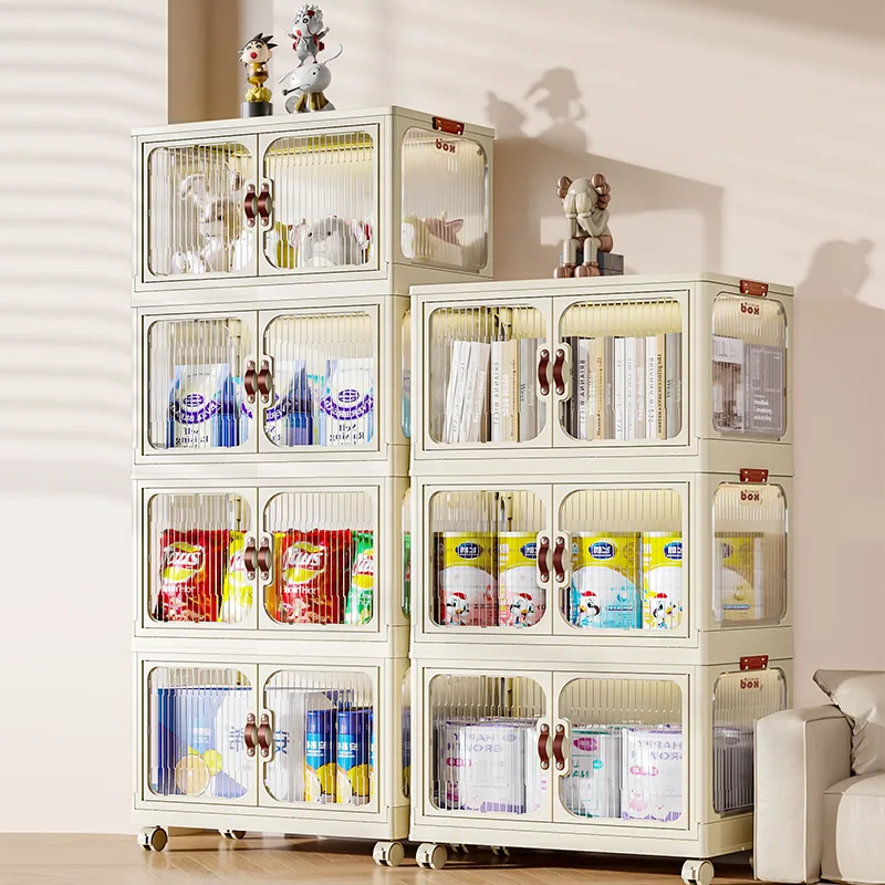 

Collapsible Storage Bins With Lid,Large Capacity Double Doors Storage Box With Wheels,Stackable Foldable Organizers for Bedroom