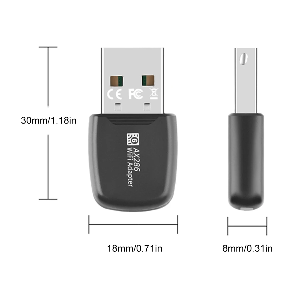 USB WiFi 6 محول USB صغير واي فاي بطاقة محول 2.4 جيجا هرتز 286.8 ميجا بت في الثانية استقبال الشبكة اللاسلكية للكمبيوتر/الكمبيوتر المحمول Windows7/10/11