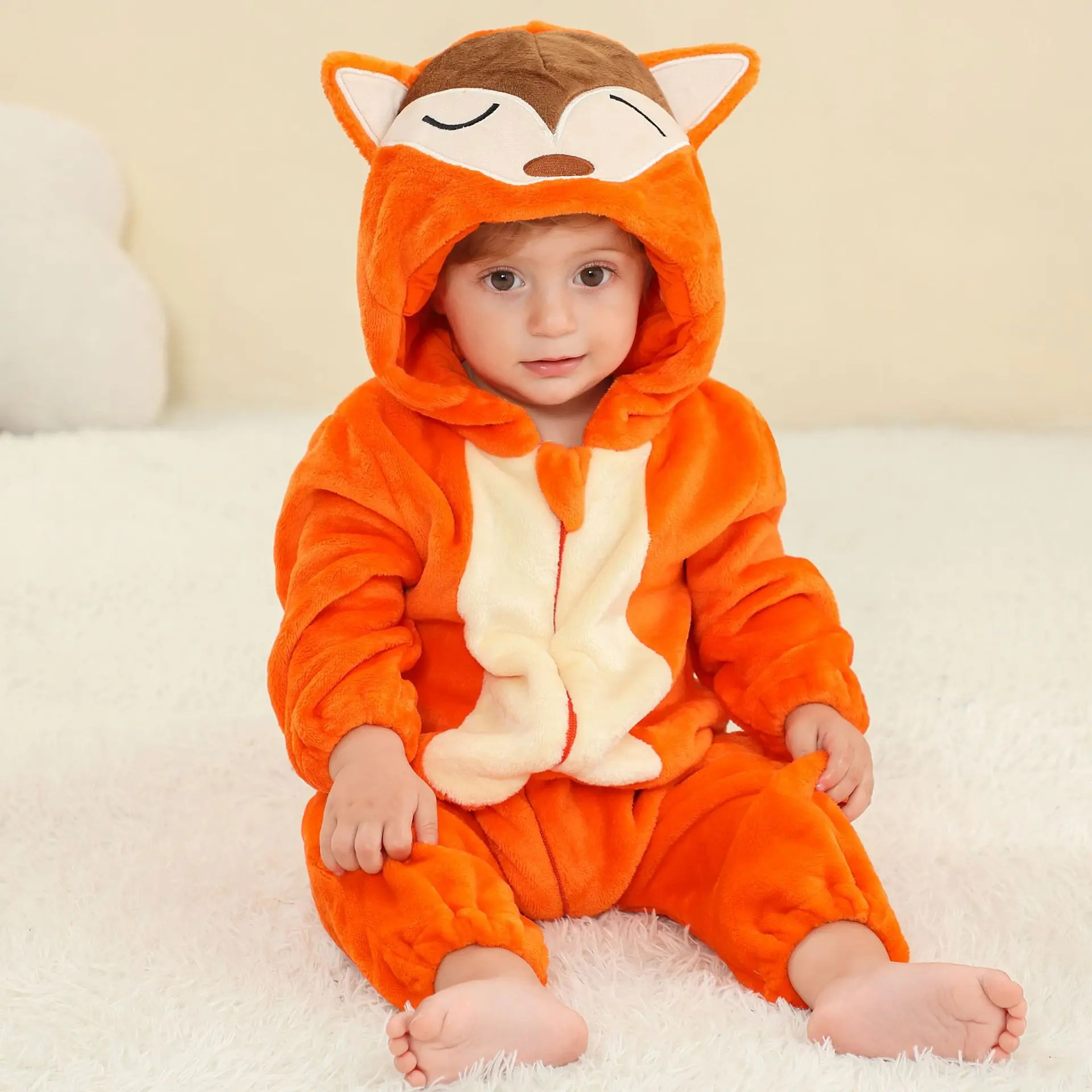 0 1 2 3 4 Years Newborn Baby Rompers Flannel Animal Kigurumi Pajamas Toddler Infant Winyer Clothes Boys Girls Jumpsuits Onesies