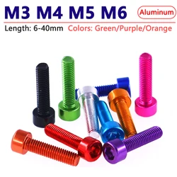 1/10pcs M3 M4 M5 M6 Hex Hexagon Socket Head Cap Screws Aluminium Cylindrical Head Allen Bolt Length 6-40mm Green/Purple/Orange