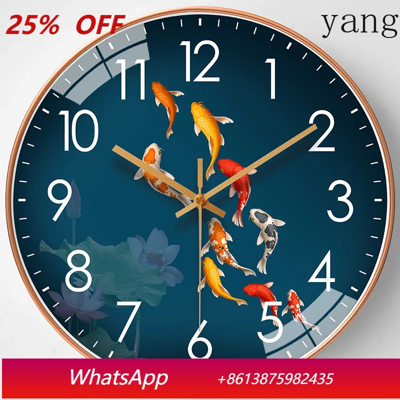 

LH simple household wall clock living room light luxury wall-mounted creative clock without punching holes