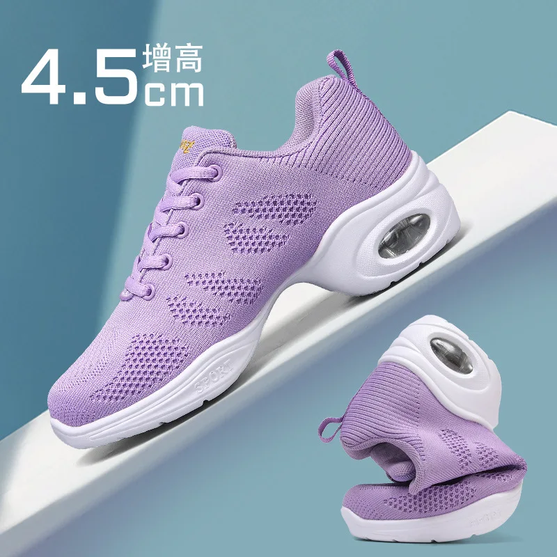 Knitted Woman Modern Dance Shoes Female Breathable Mesh Jazz Shoes Ladies Air Cushion Modern Dancing Sneakers Lightweight
