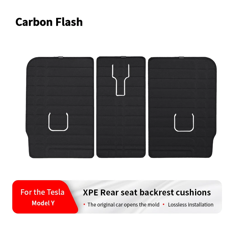 Carbon Flash XPE Rear Seat Backrest Cushion for Tesla 2021-2025 Model Y – Trunk Anti-Kick Interior Protector