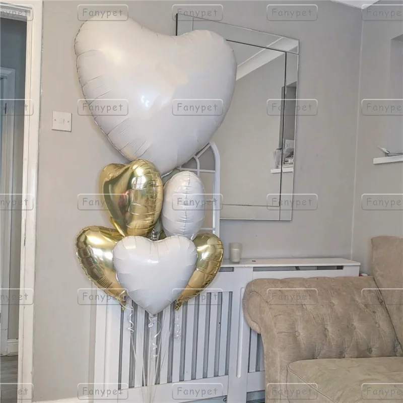 Heart Balloon 75cm White Heart Shape Air Party Balloons Valentines Day Wedding Love Decorations Marriage Supplies Foil Balloons