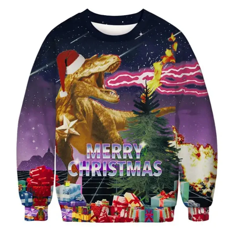 Funny Animal Graphic Ugly Christmas Sweater New Fashion Pet Dog Sweatshirts For Women Clothes Xmas Boys Kids Gift Pullovers Tops