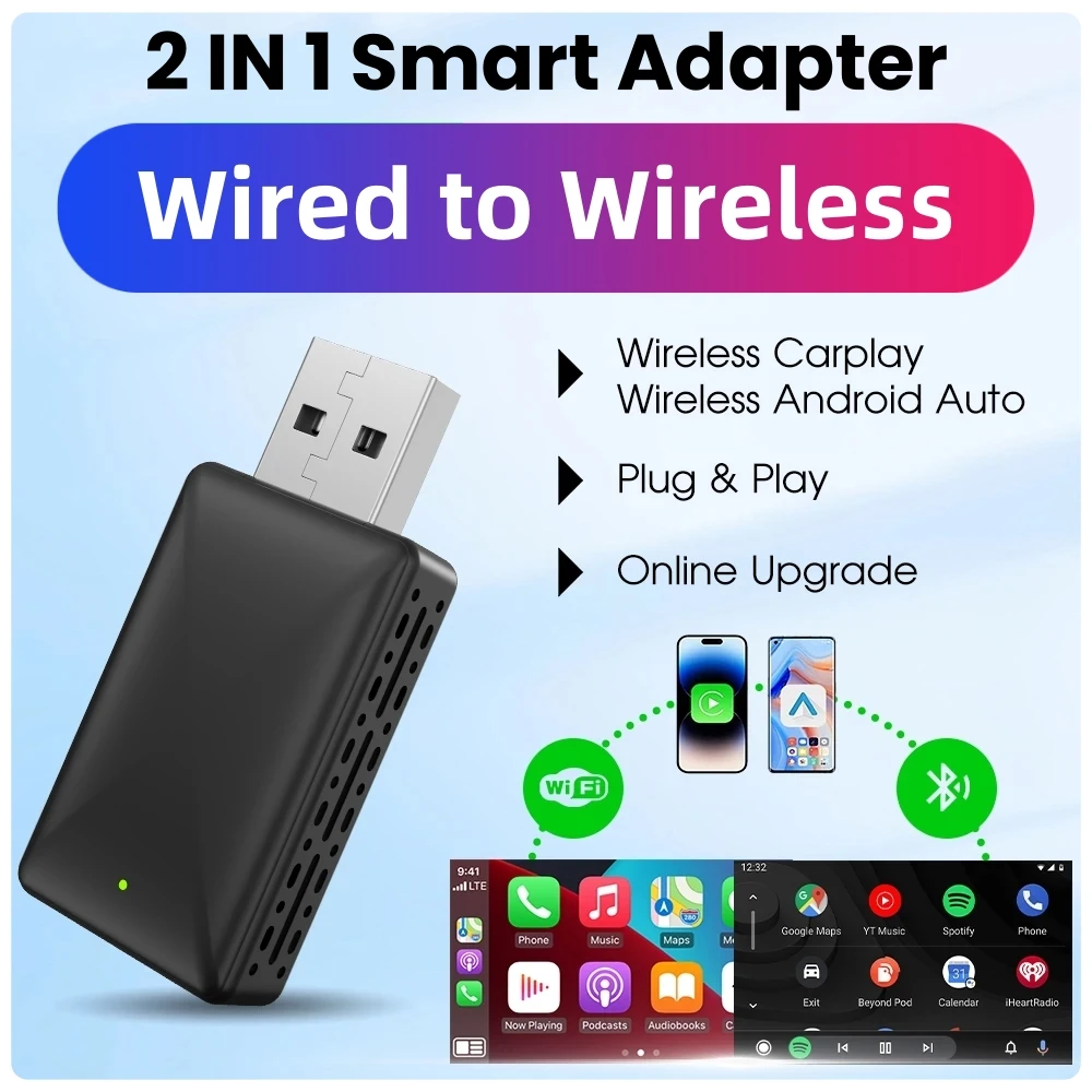 LEXXSON Mini Wireless dla Apple CarPlay Adapter Przenośny Smart Mini Box Plug & Play BT WiFi do radia samochodowego z OEM Wired CarPlay