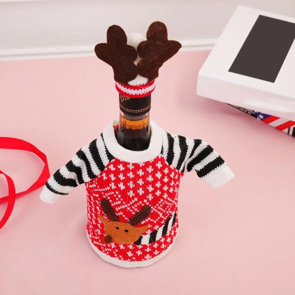 Christmas Decoration Red Wine Bottle Bag Cover Christmas Decoration Gift Wine Bottle Xmas Table Jumper Hat Reindeer Idea Co J6i9