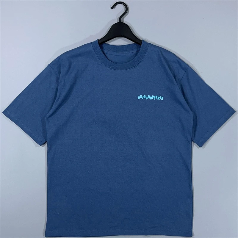 مناشف خلفية مطبوعة أمامية وخلفية على الطراز الياباني، مطرزة برقبة دائرية وأكمام قصيرة، رسوم متحركة فضفاضة كبيرة الحجم للرجال والنساء