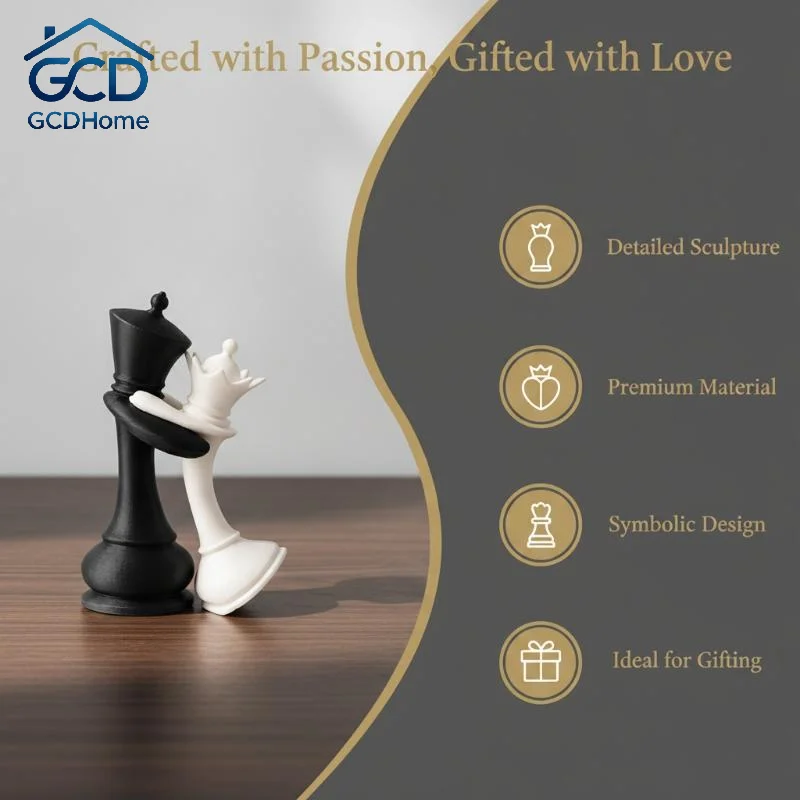 Lightweight 3D Printed Chess Couple Art Figurine Statue Decorative Ornament for Wall Shelf Decor Christmas Gift for Friends