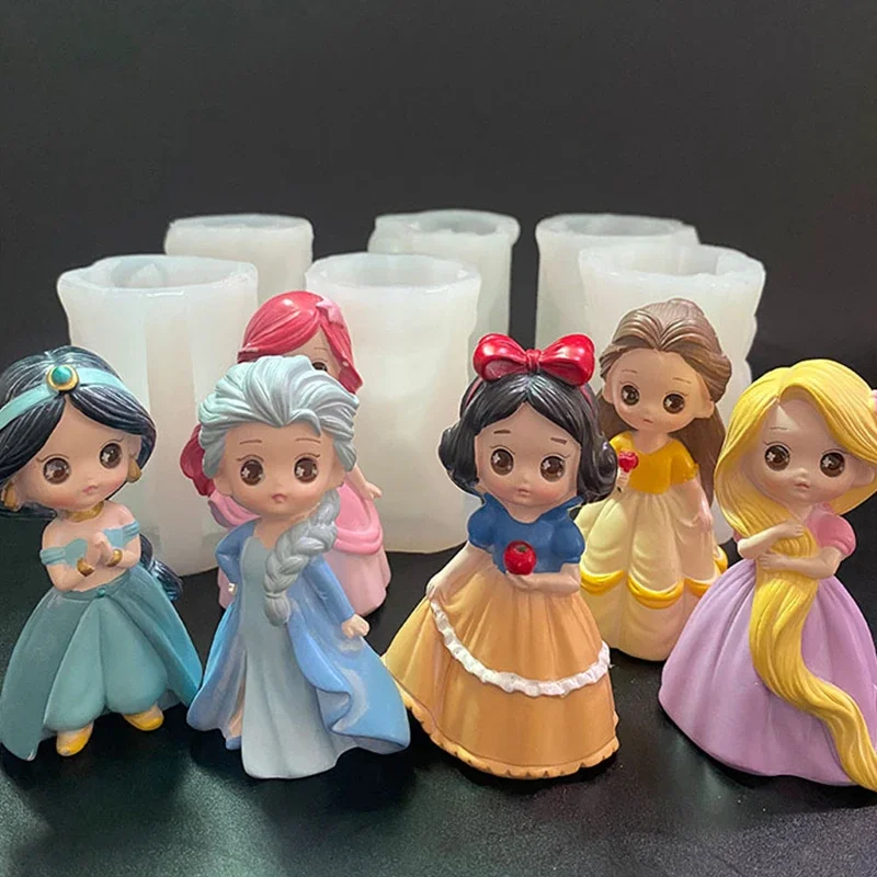 3D Princess Girls Gypsum Candle Mold DIY Dresses Girl Epoxy Resin Making Tool Handmade Candle Silicone Wax Mould Art Decor Gifts