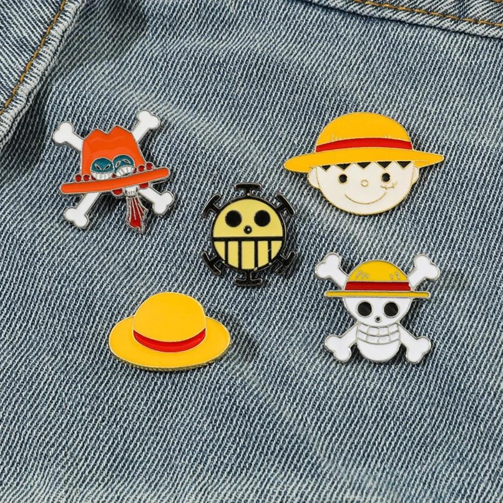 One Piece Cartoon Brooch Anime Action Figure Luffy Zoro Sanji Pins Enamel Jewelry Backpack Clothes Brooch Children Birthday Gift