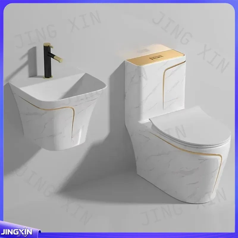 custom for One Piece Ceramic Toilet and Pedestal Sink Set Bathroom Sanitary Ware Suite Wash Basin Commode Combo