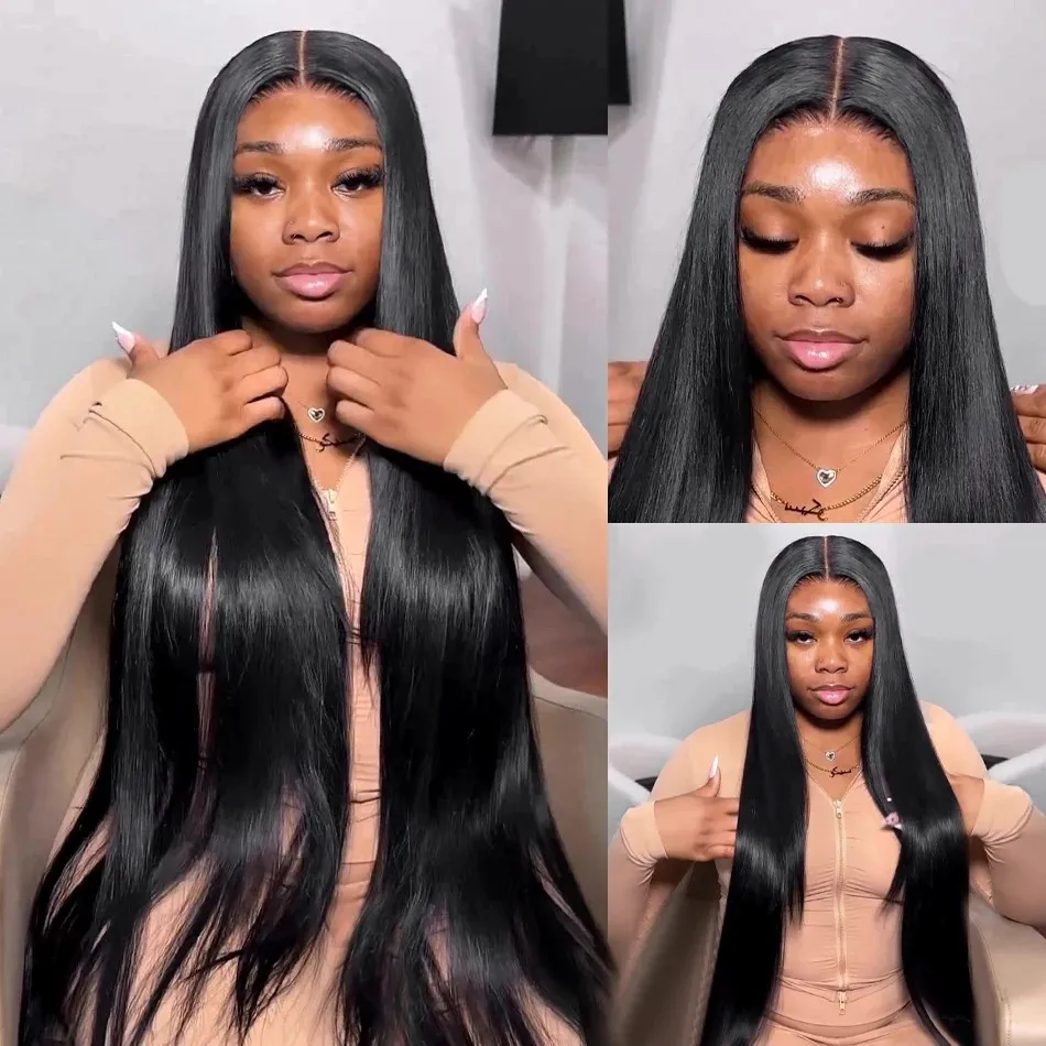 Natural colored straight human hair 18 52inches 5x5 13x4 360 Lace front wig HD human hair