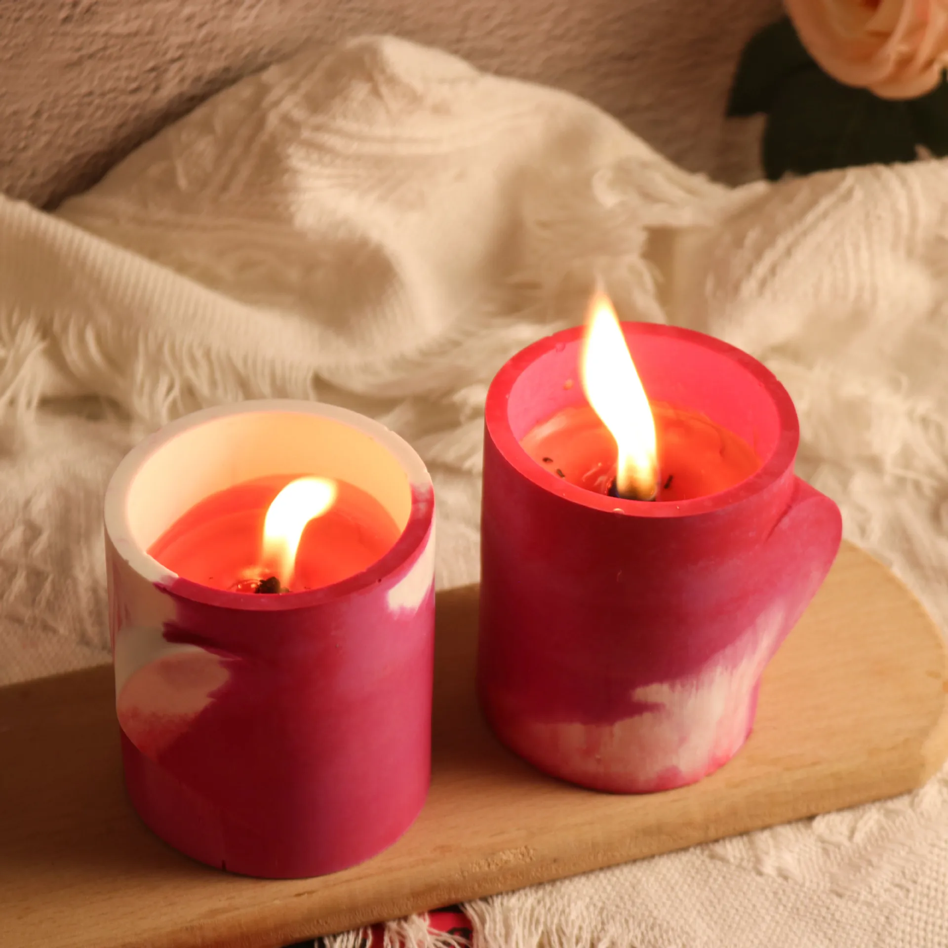 DIY Love Candle Cup Epoxy Silicone Mold Round Heart Shaped Pen Holder Candlestick Silicone Molds Home Decoration Mould