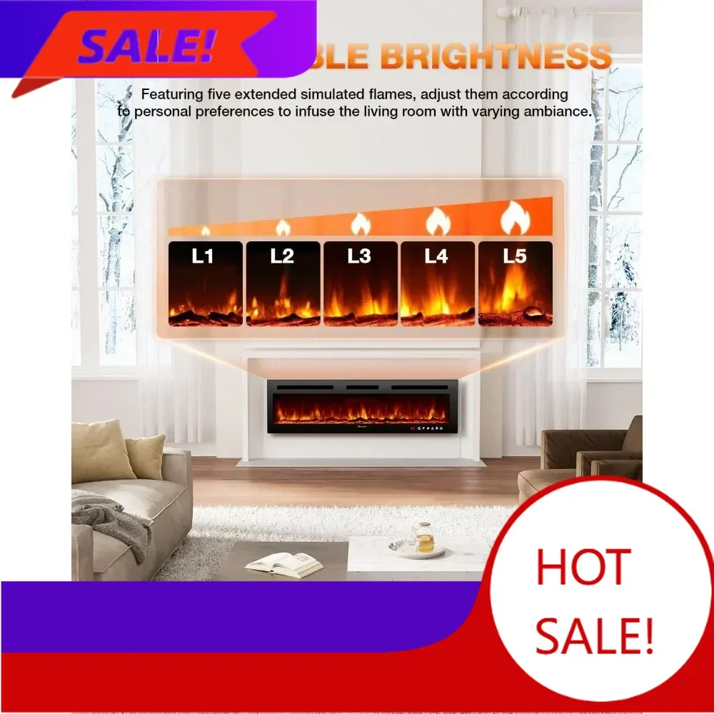 

Бестселлер: Электрический камин 60 дюймов с реалистичным пламенем, набором дров и кристаллическими элементами - регулируемая мощность 750-1500 Вт