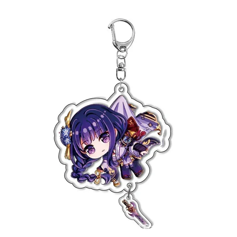 Genshin Impact Raiden Nahida Keqing Klee Lumine Cartoon Keychain Acrylic Pendant Keyring Boys Girls Bag Tag