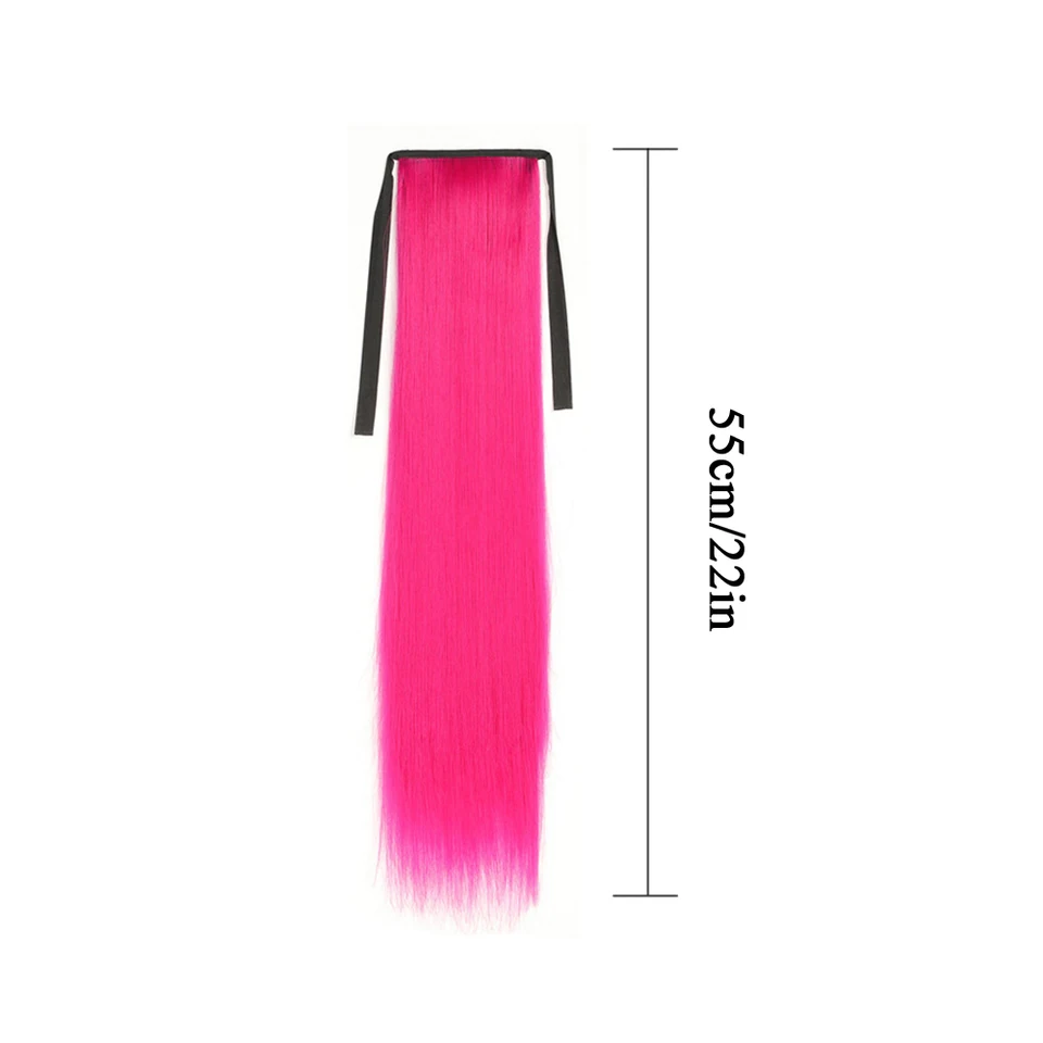 Extensión de coletas sintética lisa de 22 pulgadas, pieza de cabello que se envuelve, para mujer y niña, accesorio de cabello 3