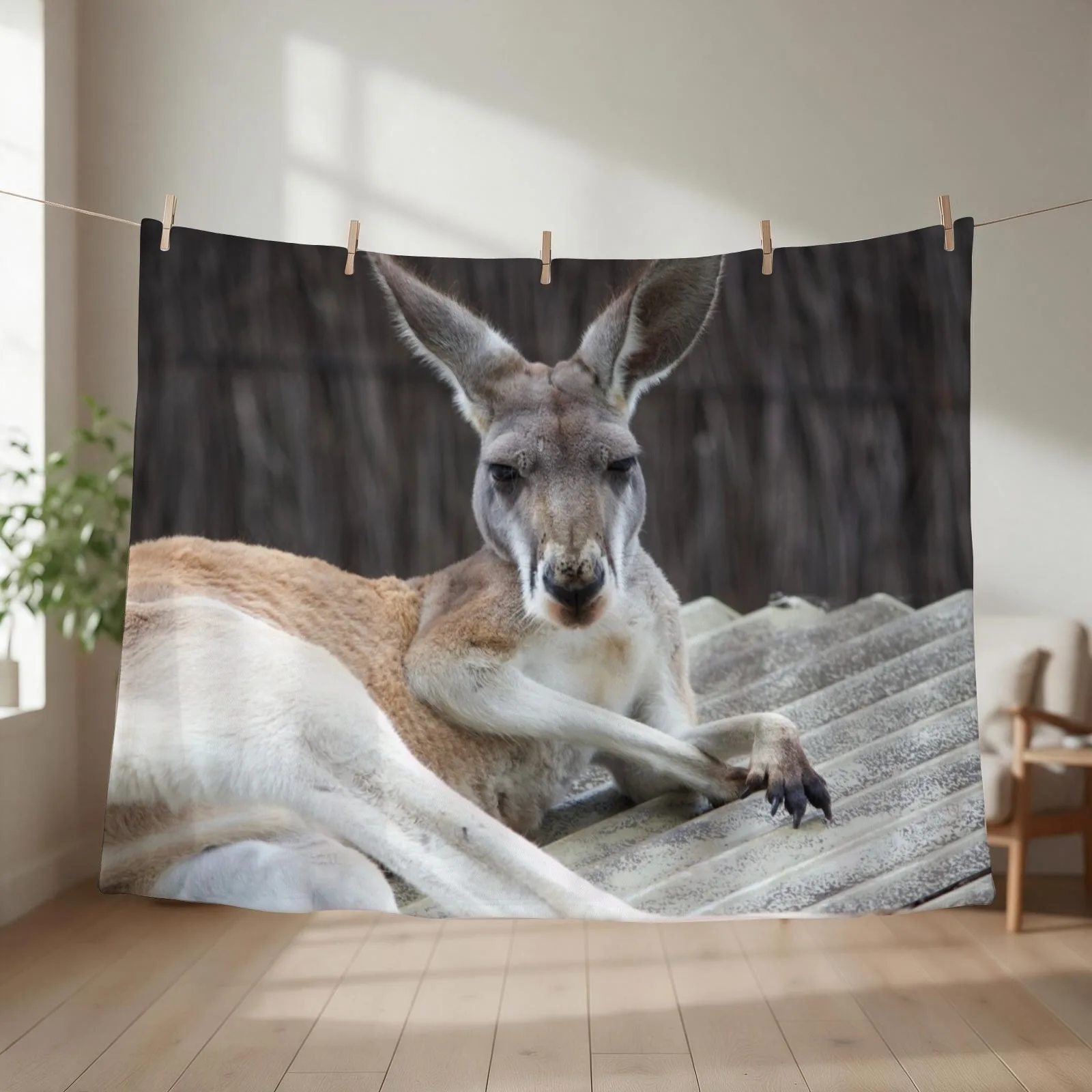 Red Kangaroo Throw Blanket couch cozy soft plush fuzzy picnic outdoor blanket