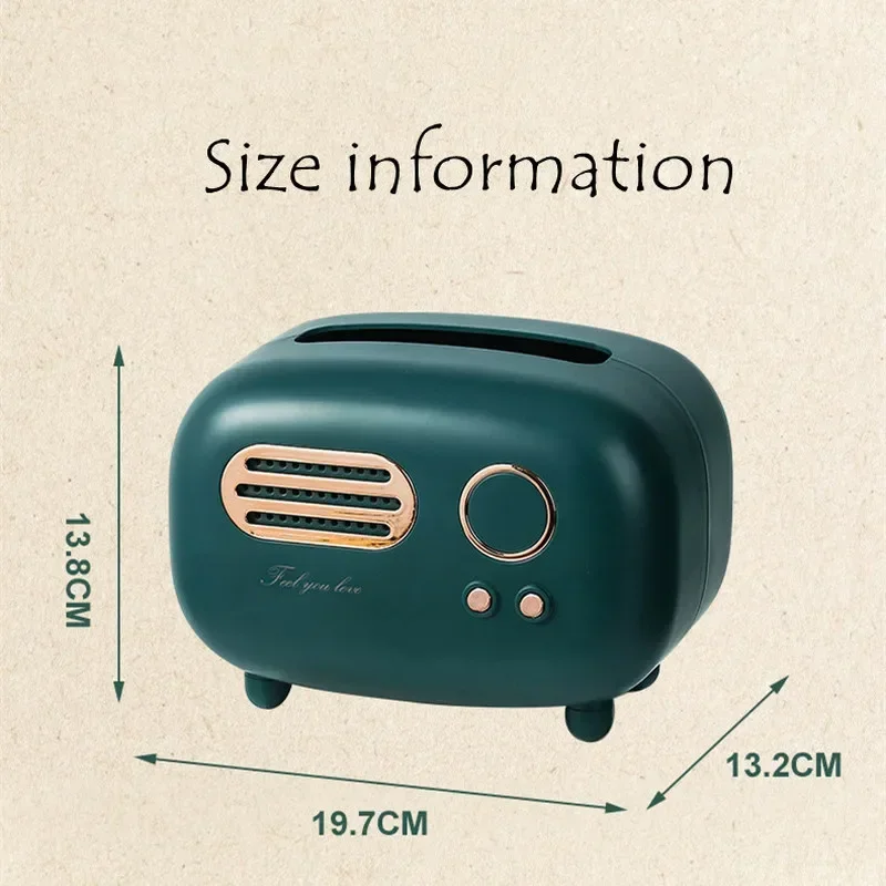 Retro Radio Model Tissue Box Desktop Paper Holder Tissue Paper Dispenser Storage Napkin Case Organizer Wet Wipes Decoration Box